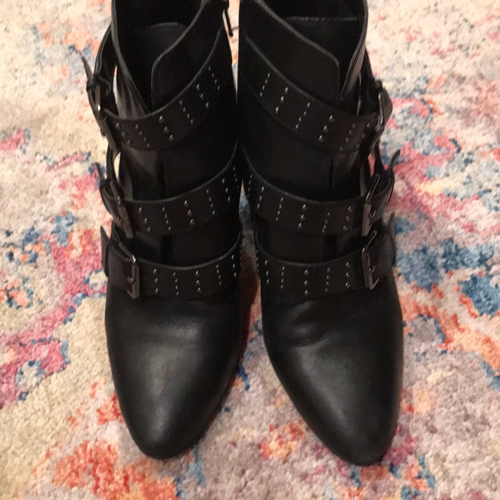Genuine leather studded booties